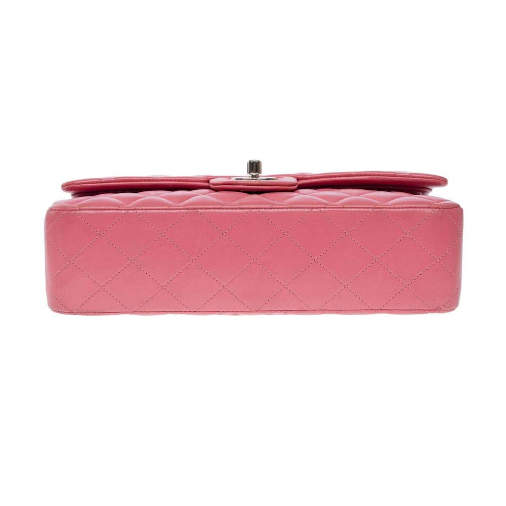 CHANEL Timeless double flap shoulder bag in Pink quilted lambskin leather, SHW - Picture 11 of 12